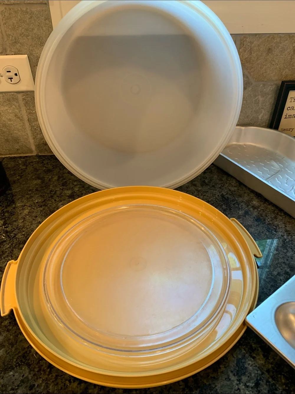 Trio of Baking Supplies Includes Egg & Lamb Form, & Tupperware CakeStorage Plate